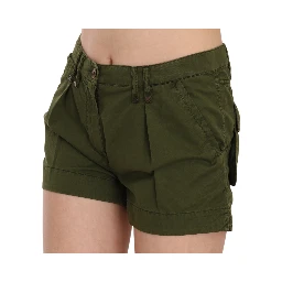 Green Mid Waist 100% Cotton Mini Shorts