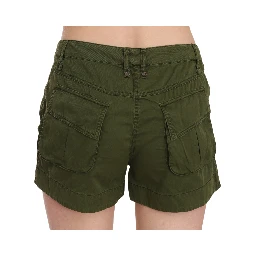 Green Mid Waist 100% Cotton Mini Shorts