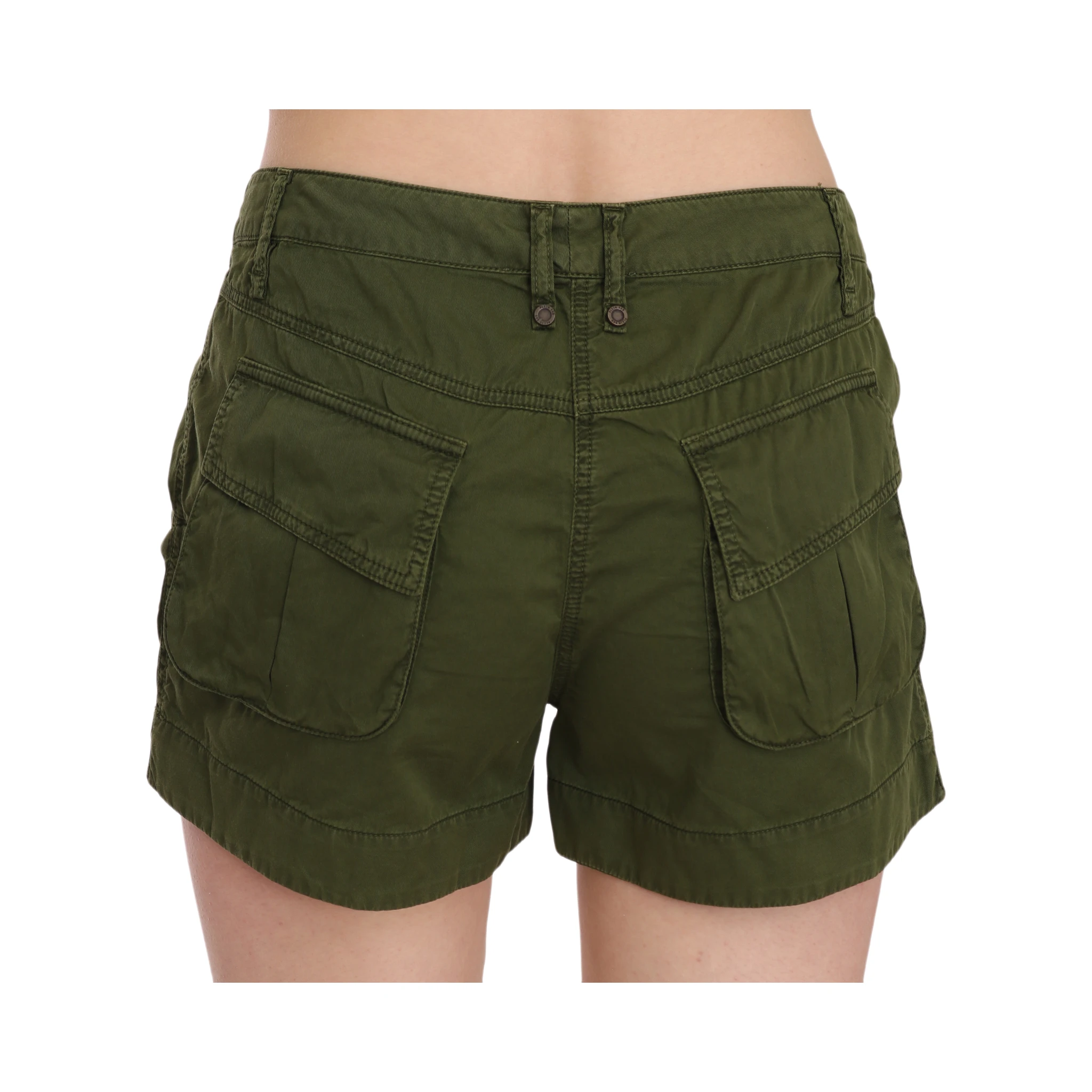 Green Mid Waist 100% Cotton Mini Shorts