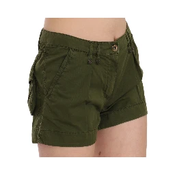 Green Mid Waist 100% Cotton Mini Shorts