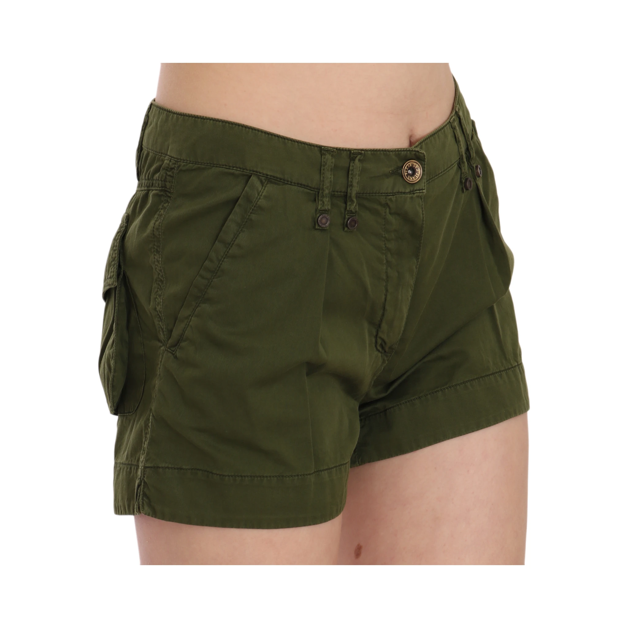 Green Mid Waist 100% Cotton Mini Shorts