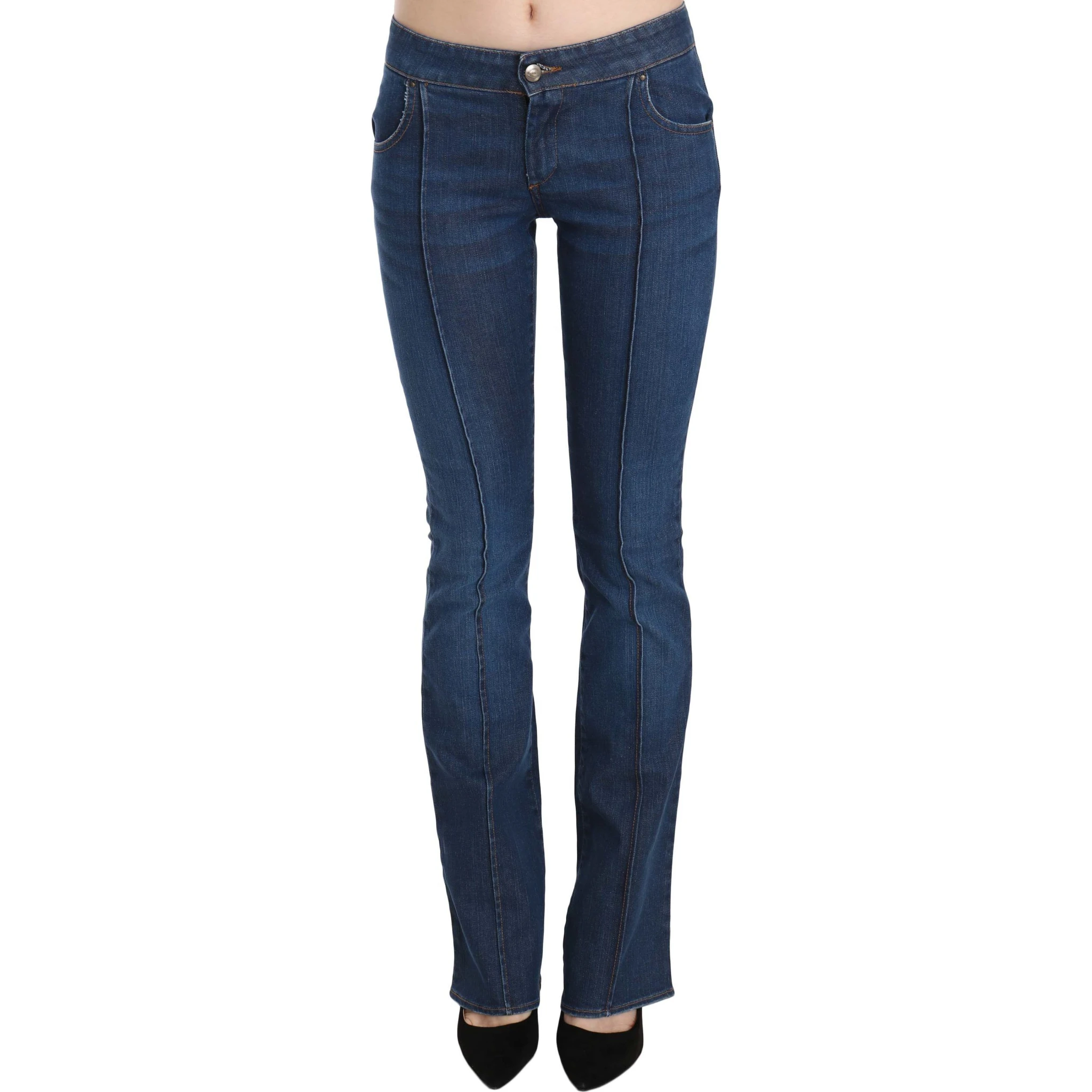 Blue Low Waist Boot Cut Denim Pants Jeans