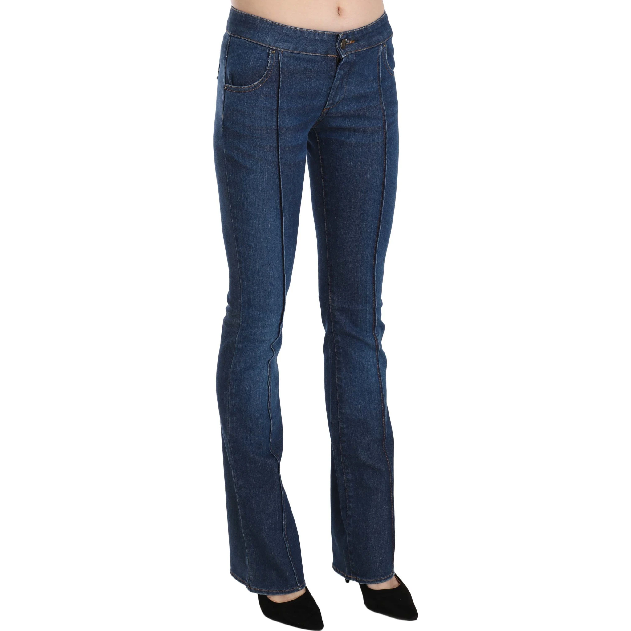 Blue Low Waist Boot Cut Denim Pants Jeans