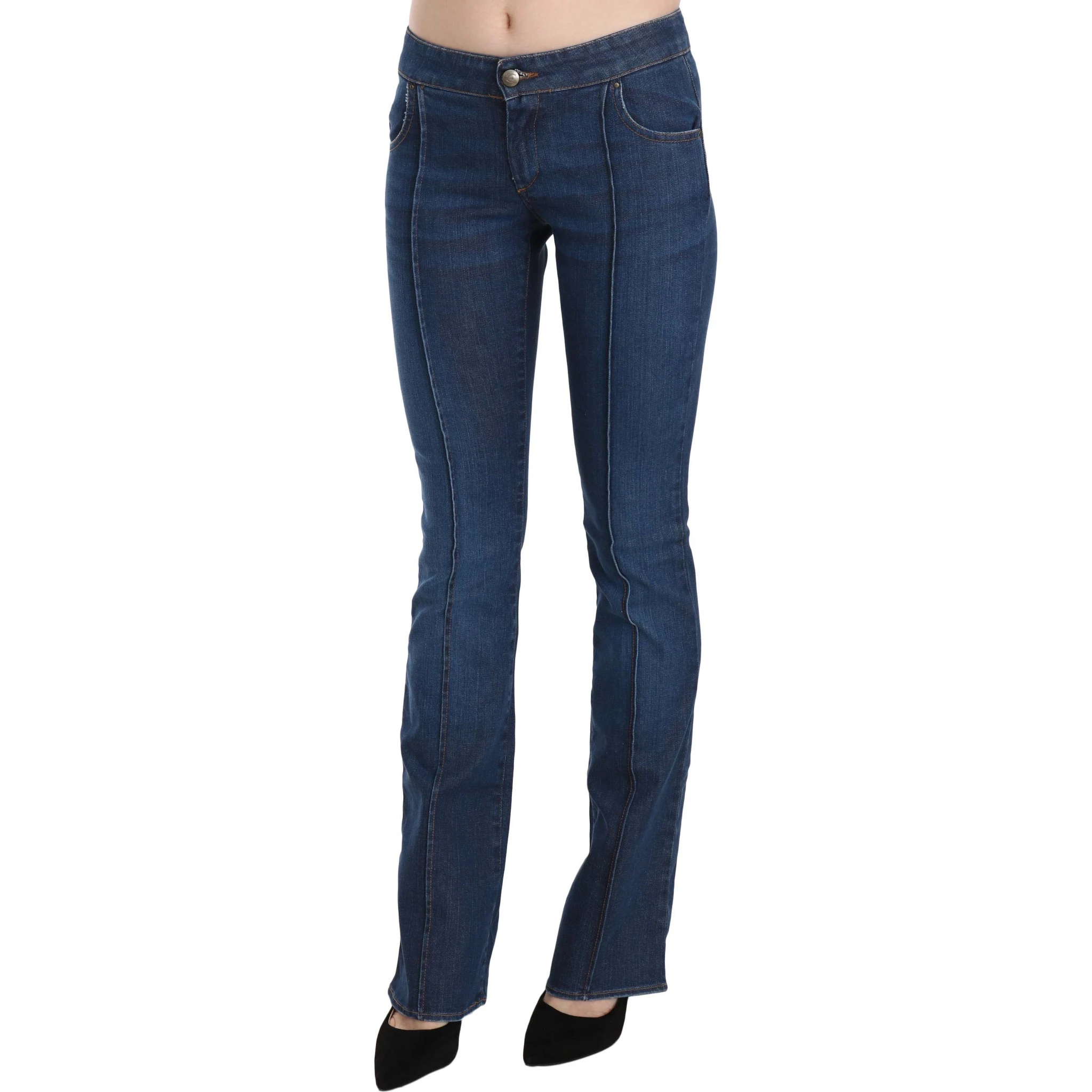 Blue Low Waist Boot Cut Denim Pants Jeans
