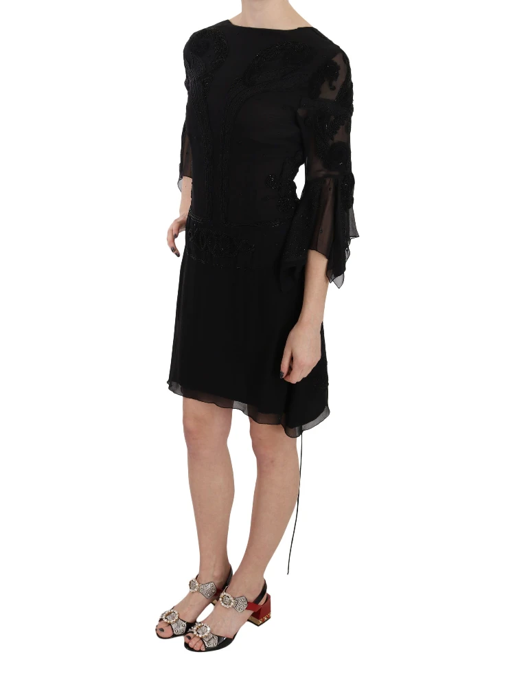 Black Sequined Silk Mini Shift Gown alternative