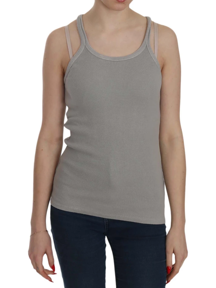 Grey Sleeveless Spaghetti Strap Shirt