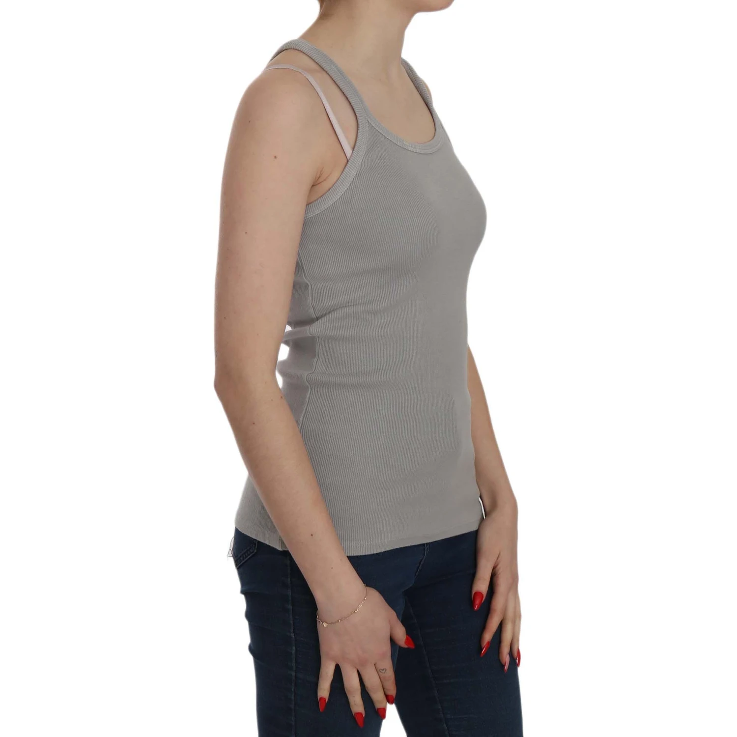 Grey Sleeveless Spaghetti Strap Shirt