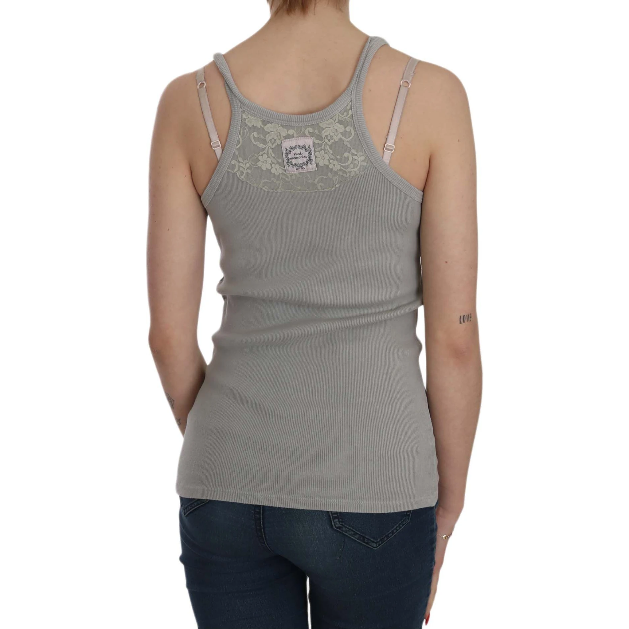Grey Sleeveless Spaghetti Strap Shirt