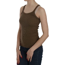 Brown Sleeveless Spaghetti Strap Blouse Top
