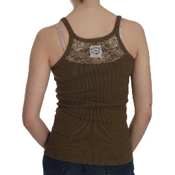 Brown Sleeveless Spaghetti Strap Blouse Top