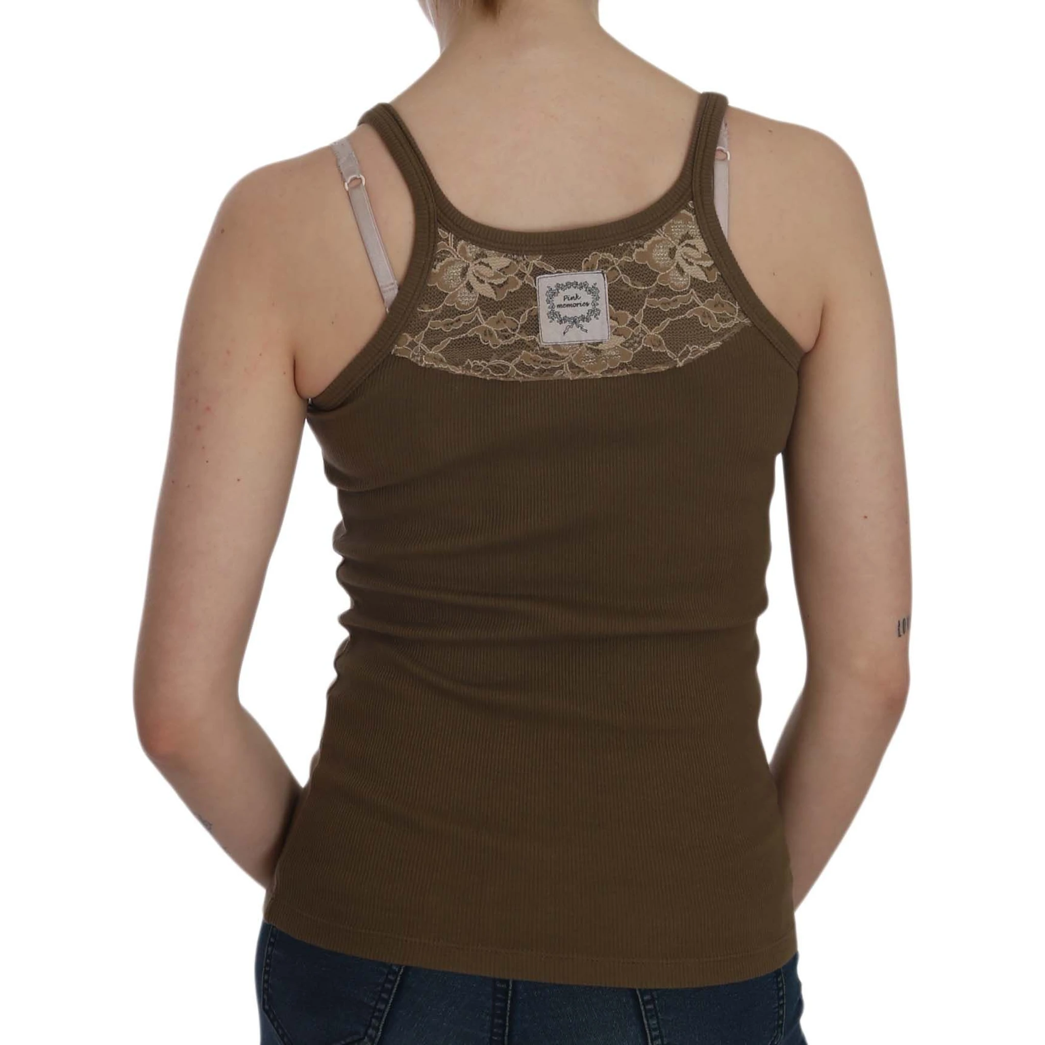 Brown Sleeveless Spaghetti Strap Blouse Top