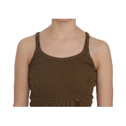 Brown Sleeveless Spaghetti Strap Blouse Top