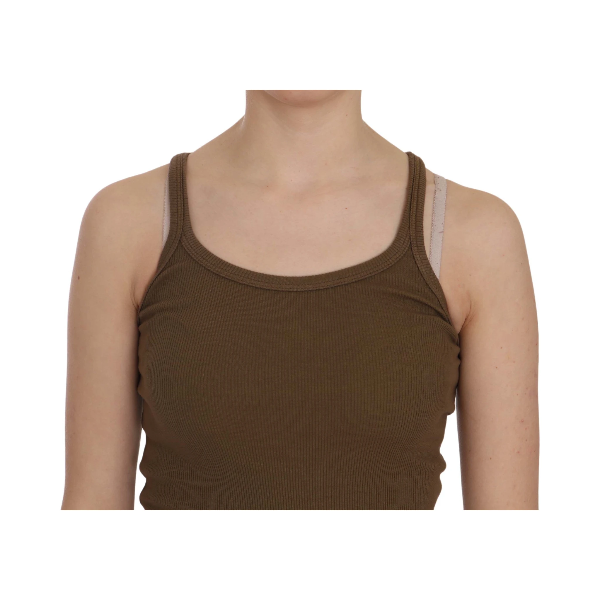 Brown Sleeveless Spaghetti Strap Blouse Top