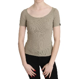 Gray 100% Nylon Short Sleeve Casual Tank Top Blouse