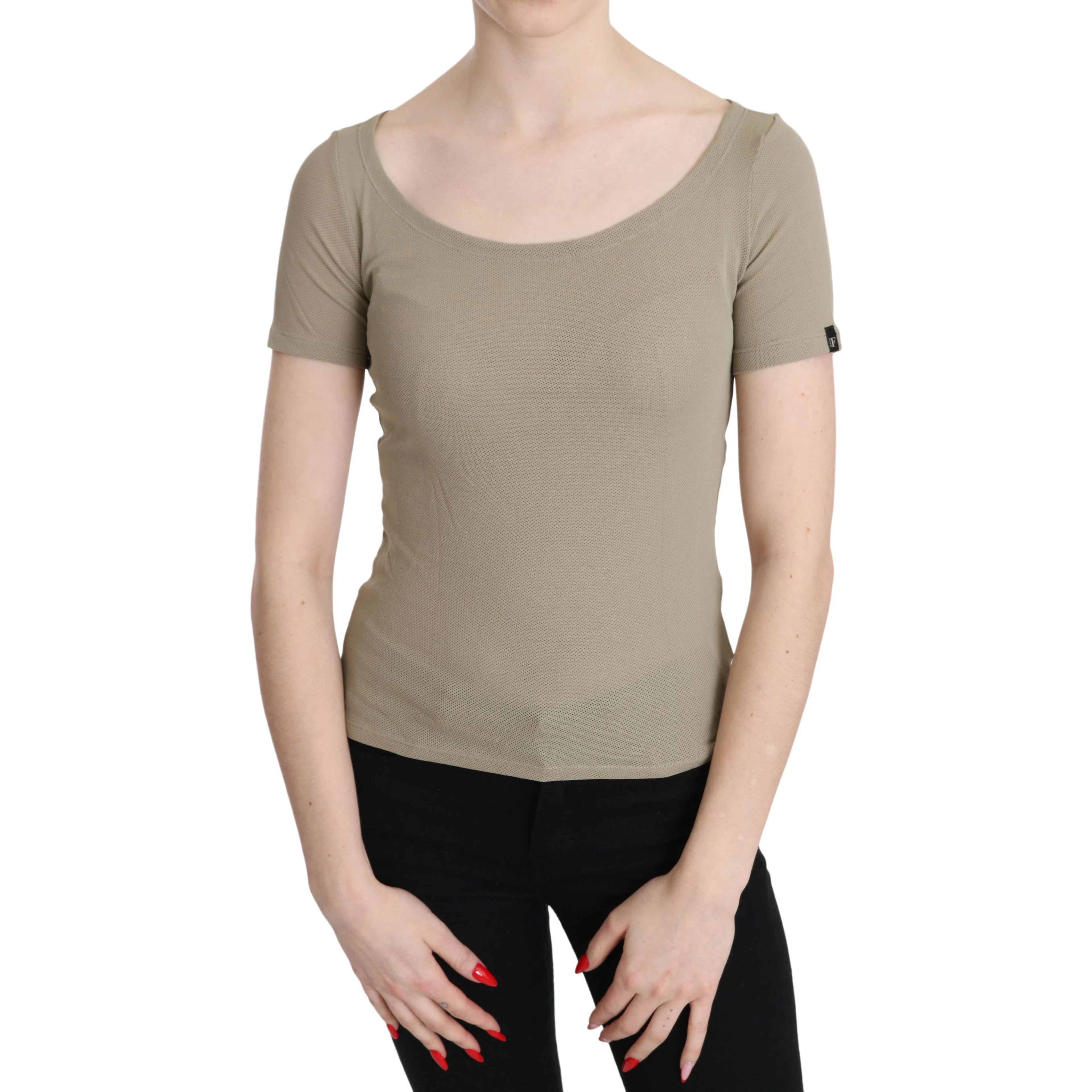Gray 100% Nylon Short Sleeve Casual Tank Top Blouse