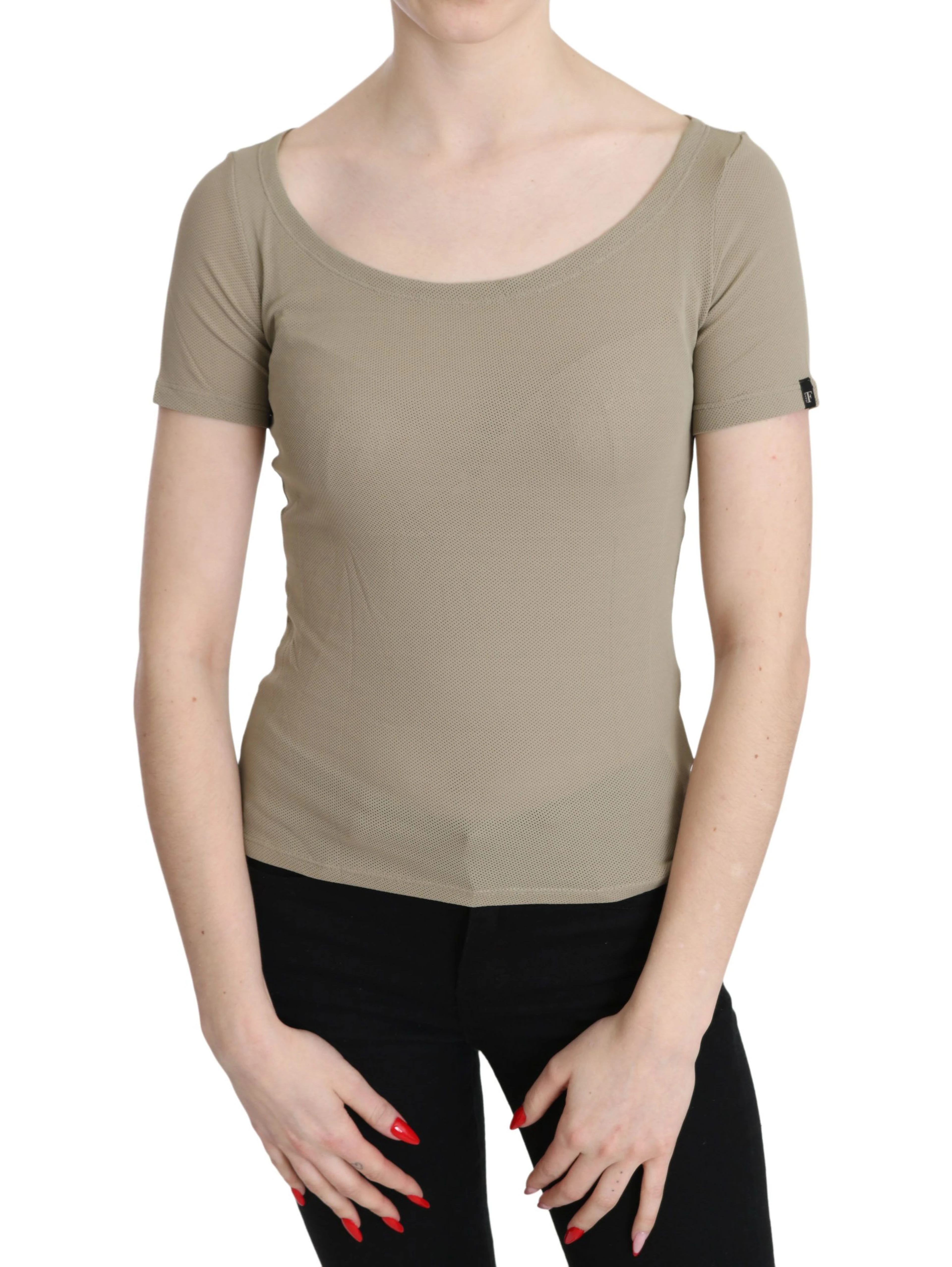 Gray 100% Nylon Short Sleeve Casual Tank Top Blouse