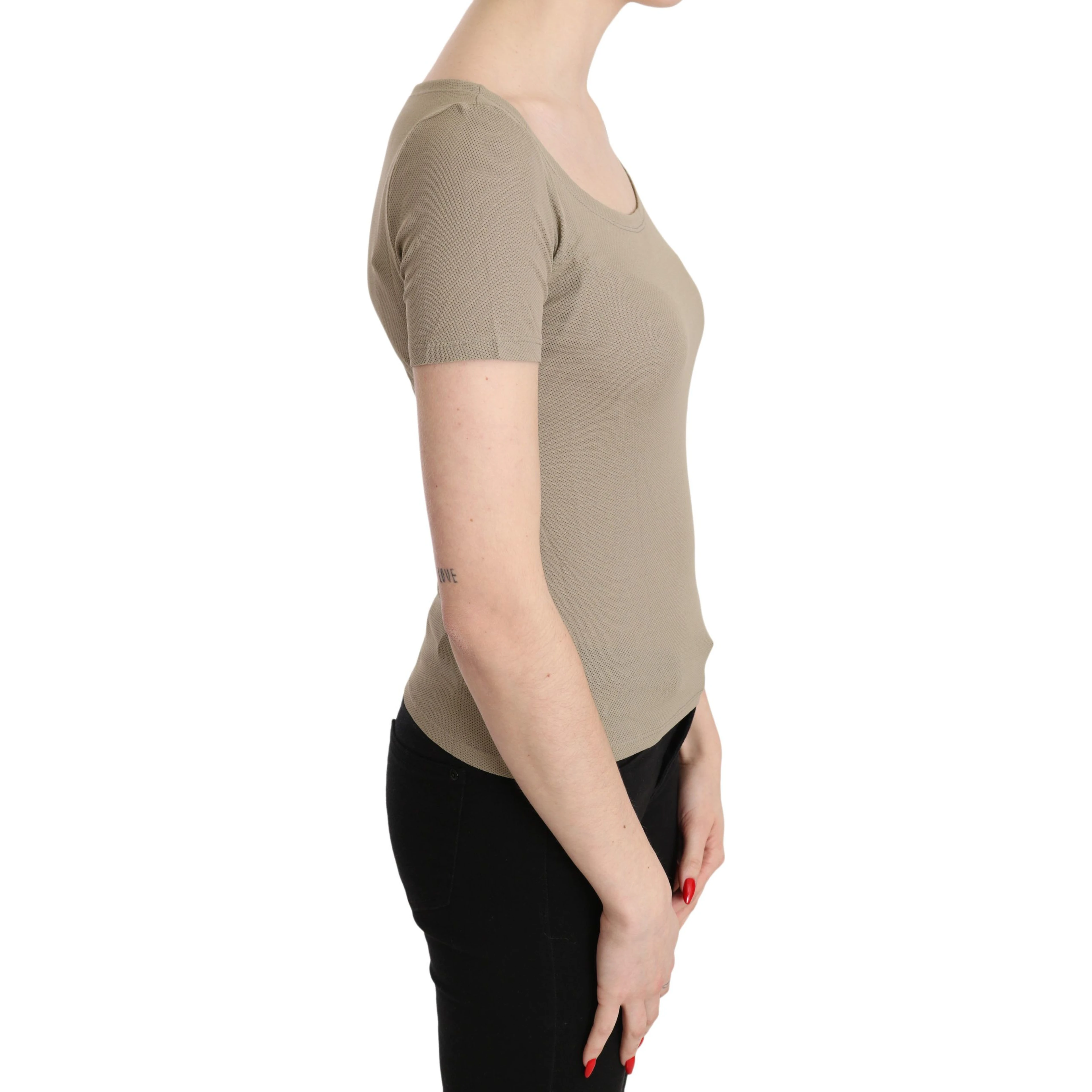 Gray 100% Nylon Short Sleeve Casual Tank Top Blouse
