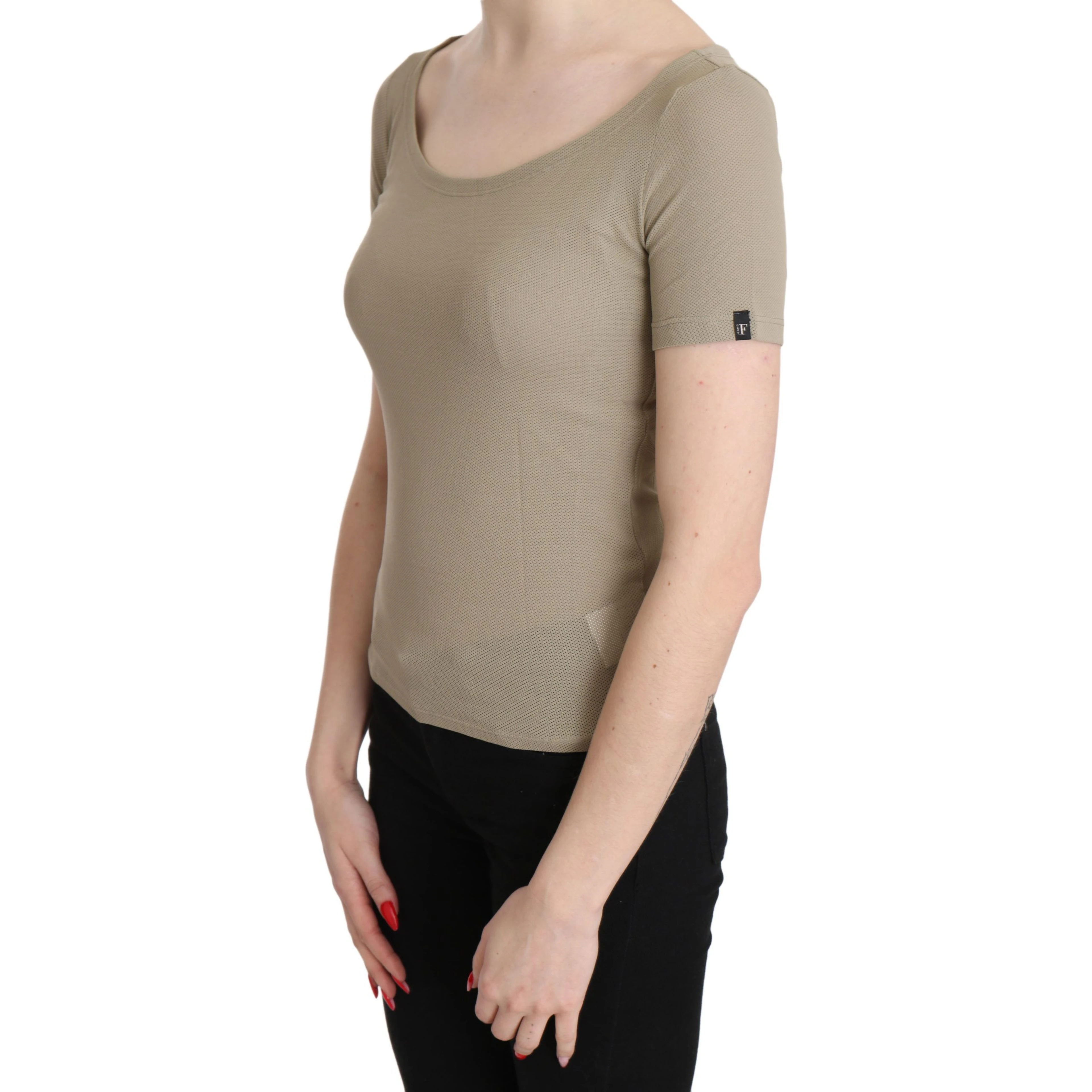 Gray 100% Nylon Short Sleeve Casual Tank Top Blouse