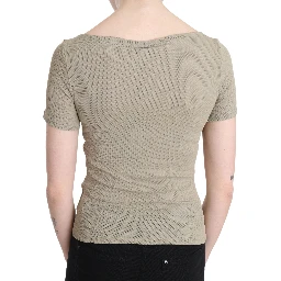 Gray 100% Nylon Short Sleeve Casual Tank Top Blouse
