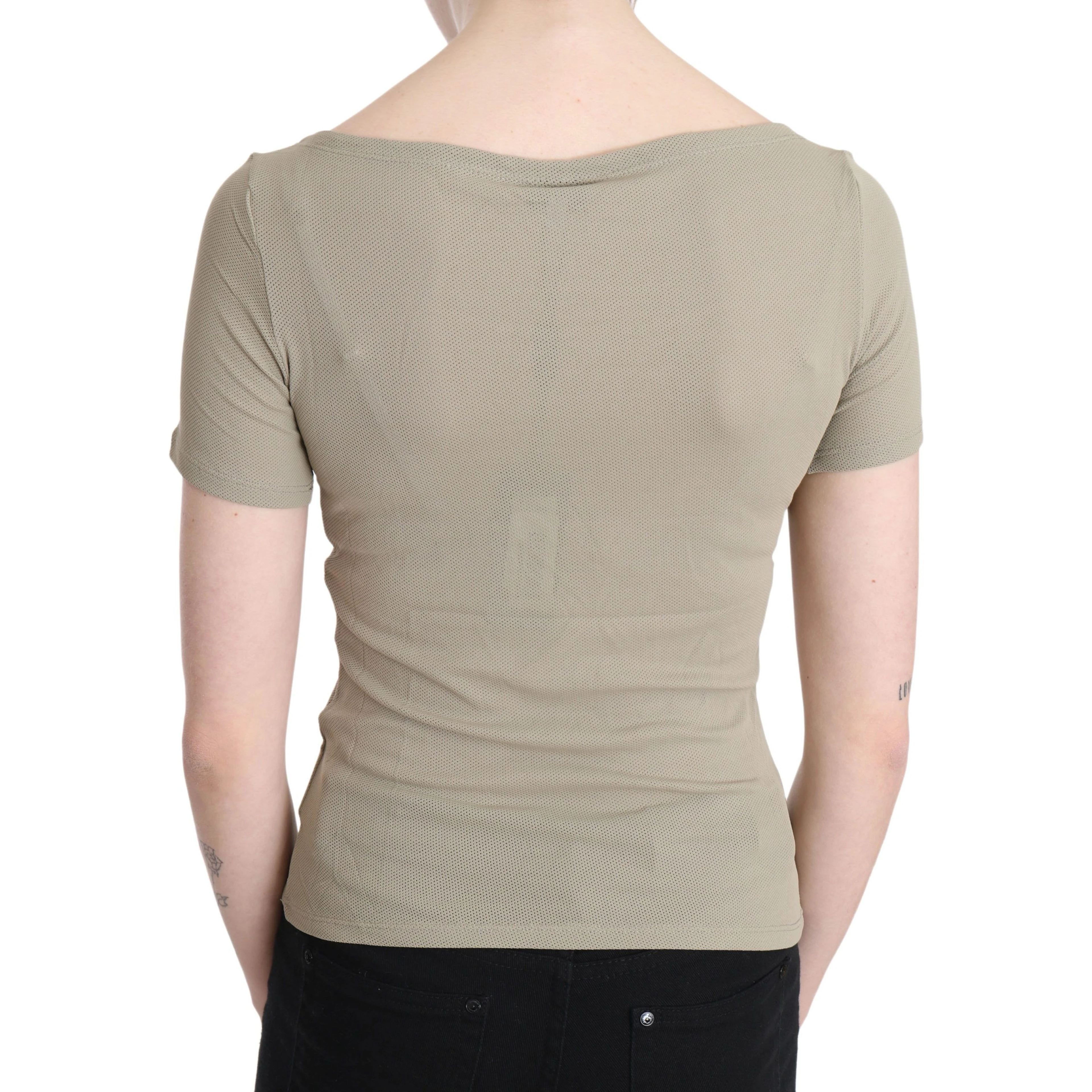Gray 100% Nylon Short Sleeve Casual Tank Top Blouse
