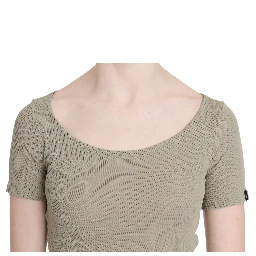 Gray 100% Nylon Short Sleeve Casual Tank Top Blouse