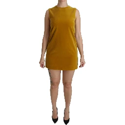 Mustard Velvet Stretch Shift Mini Dress