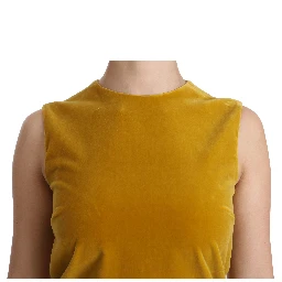Mustard Velvet Stretch Shift Mini Dress