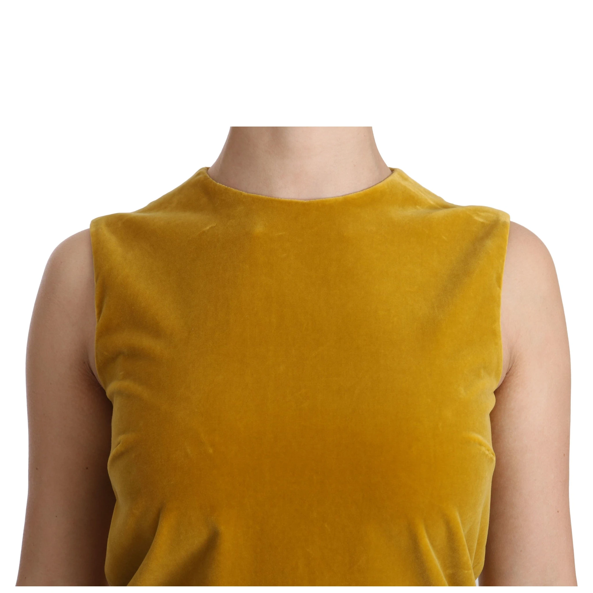 Mustard Velvet Stretch Shift Mini Dress