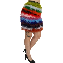 Red Blue High Waist Mini Feather Skirt