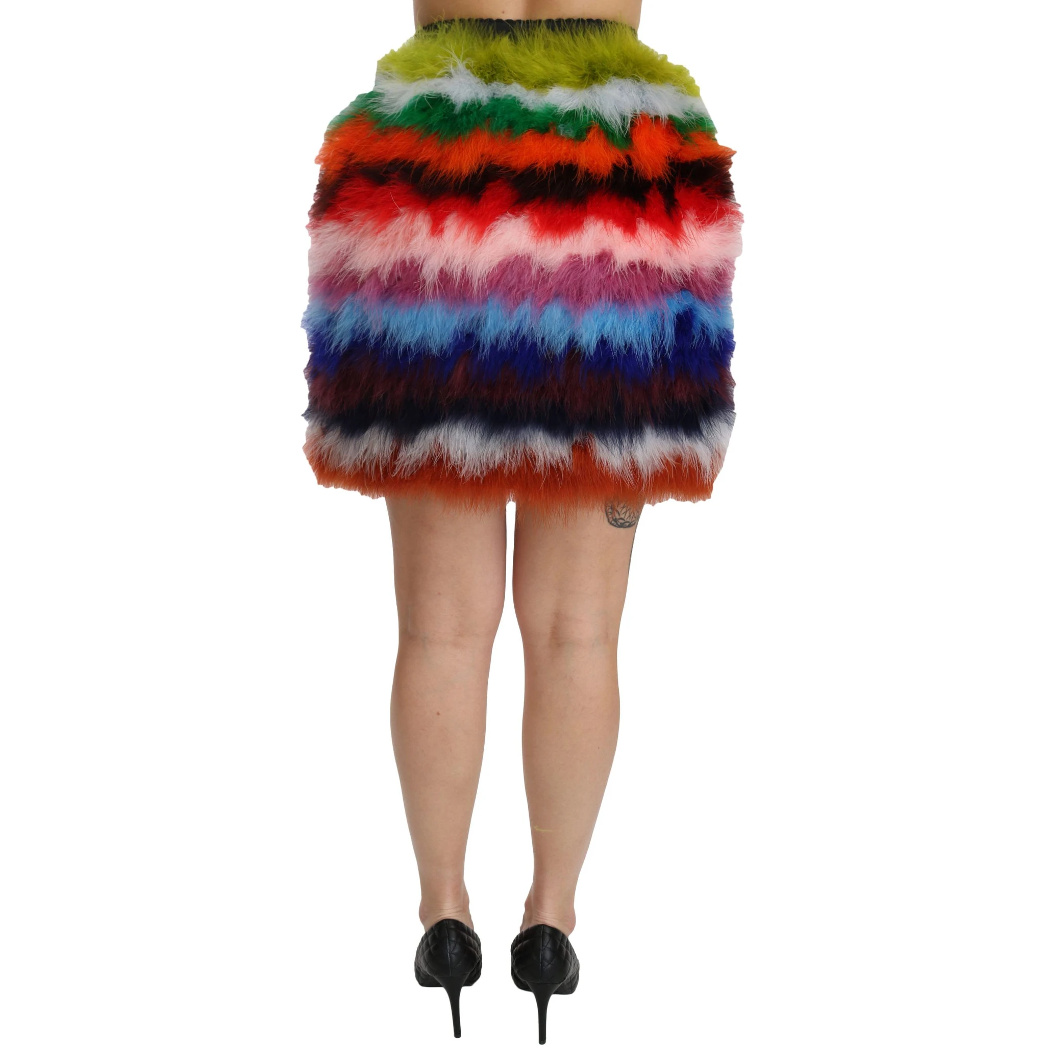 Red Blue High Waist Mini Feather Skirt