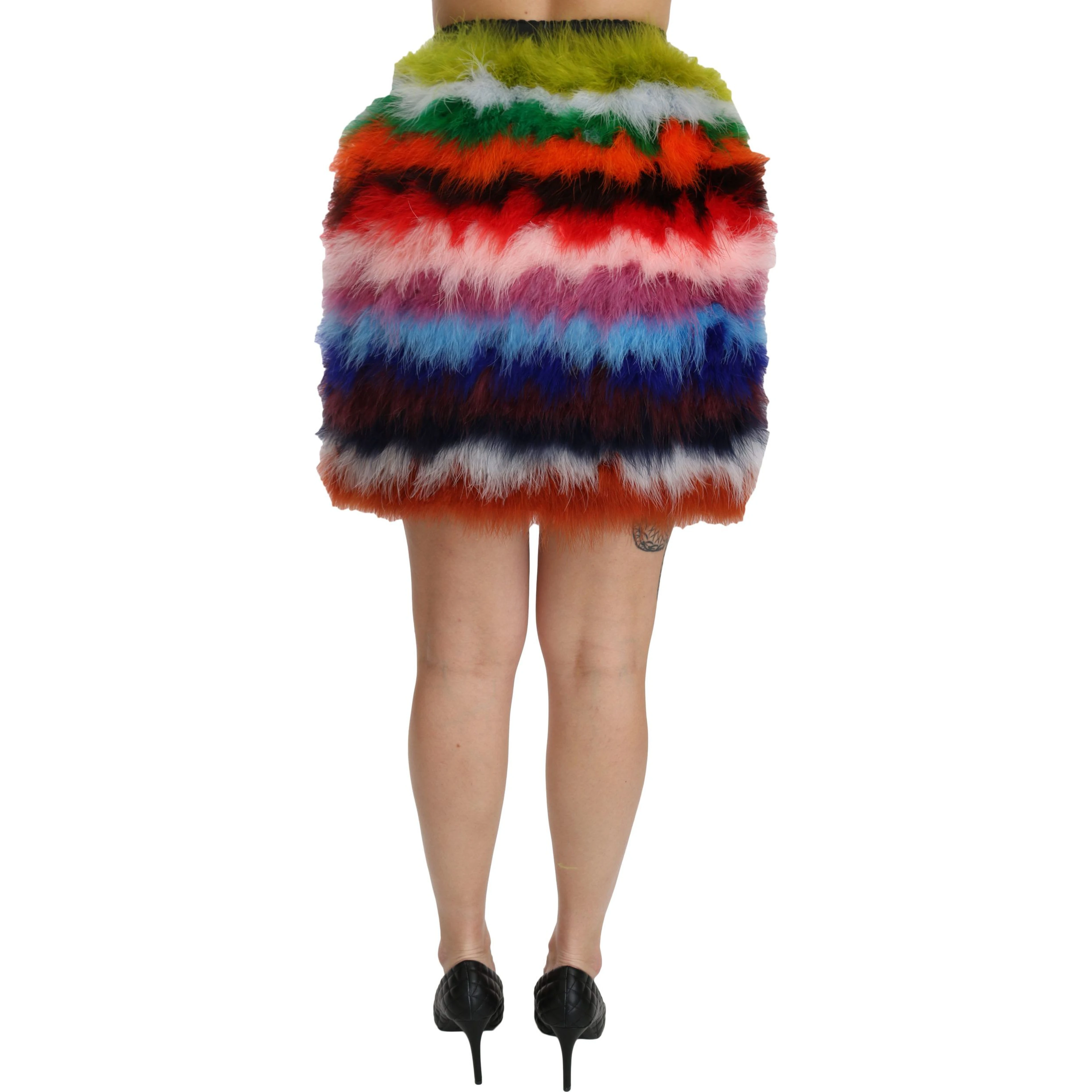 Red Blue High Waist Mini Feather Skirt