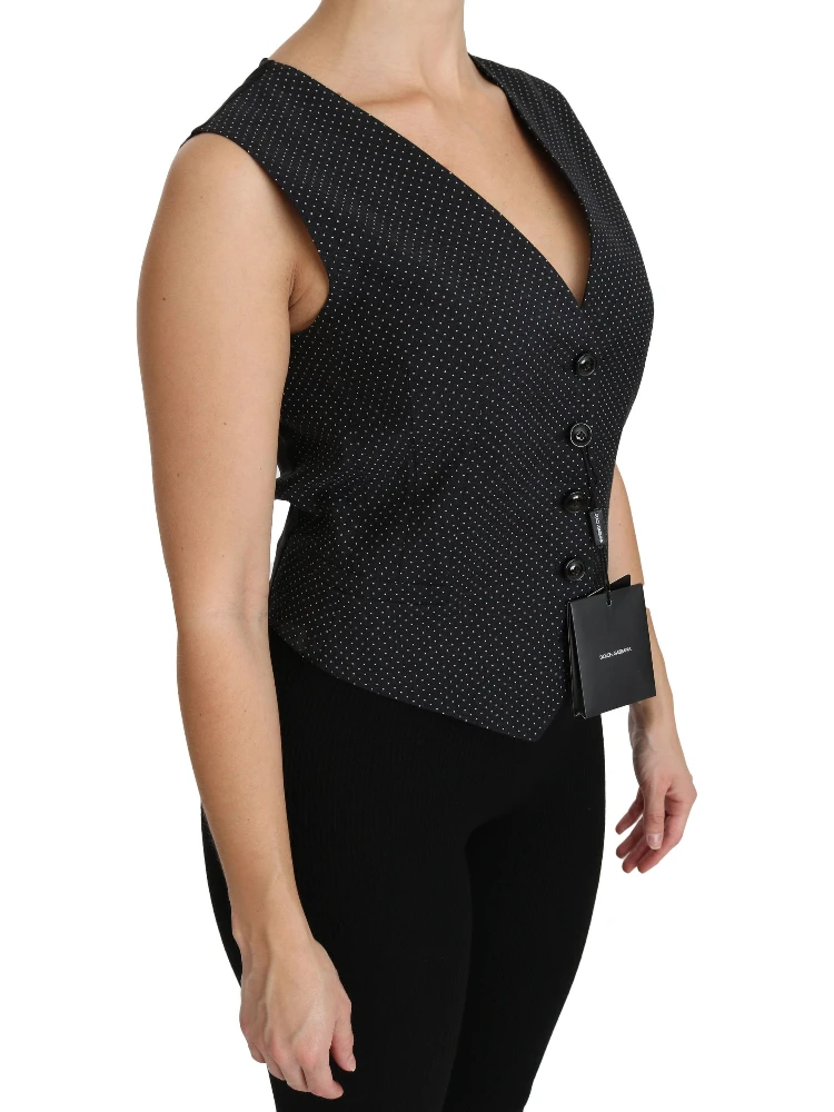 Black Dotted Waistcoat Vest Blouse Top alternative