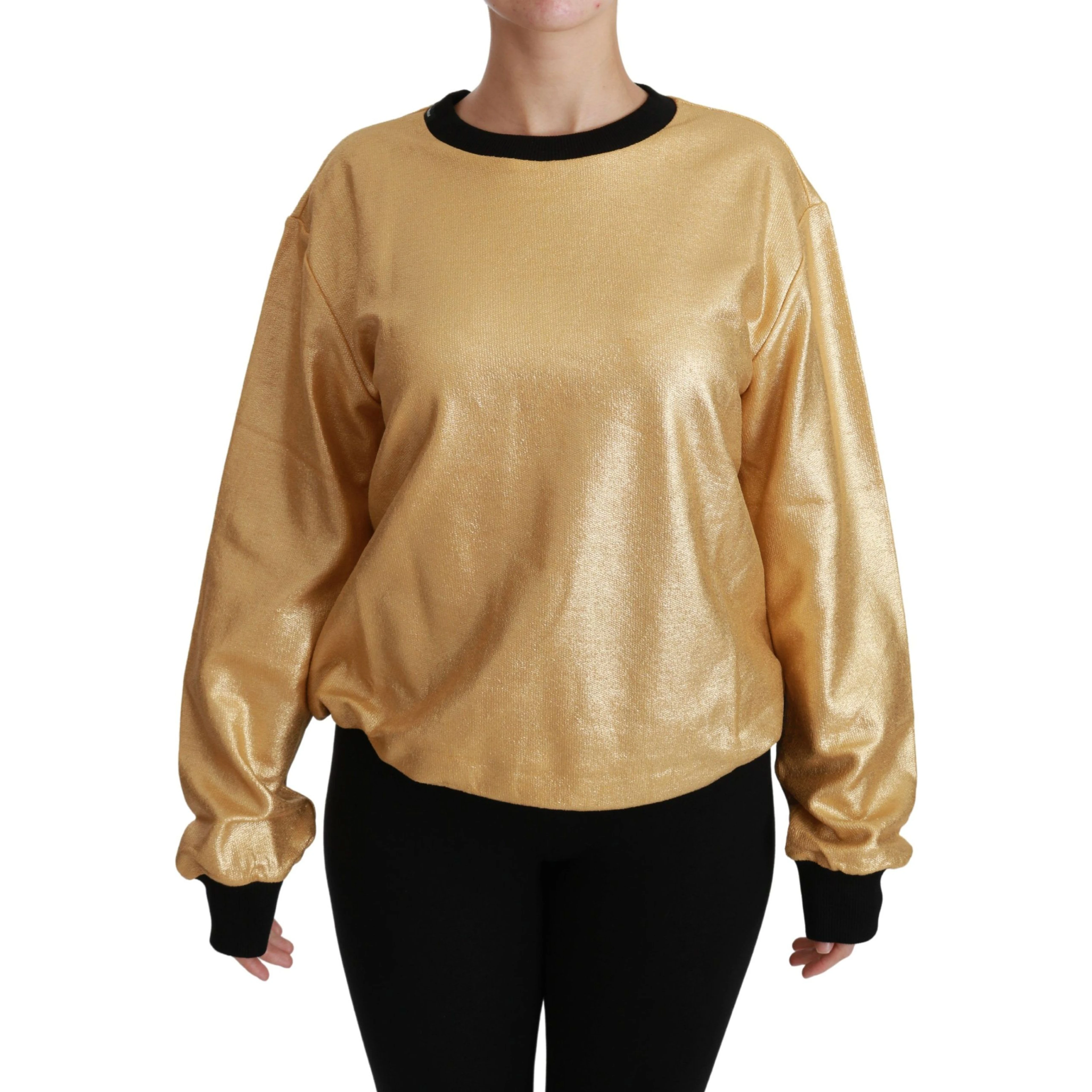 Gold Cotton Crewneck Pullover Sweater