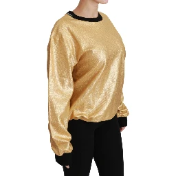 Gold Cotton Crewneck Pullover Sweater