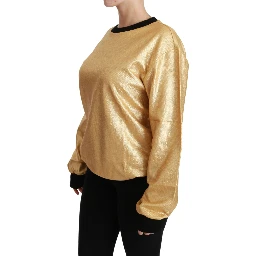 Gold Cotton Crewneck Pullover Sweater