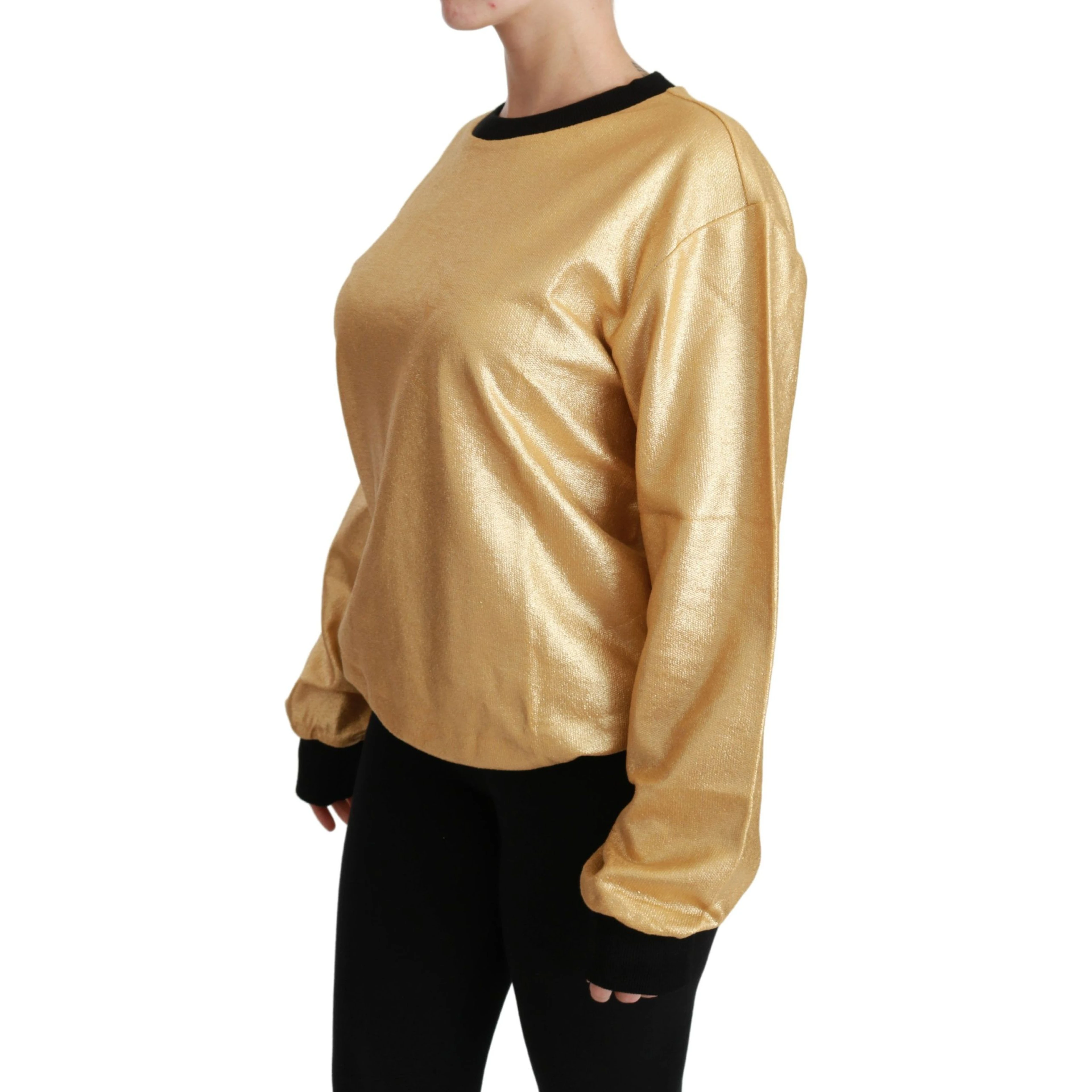 Gold Cotton Crewneck Pullover Sweater