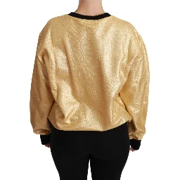 Gold Cotton Crewneck Pullover Sweater