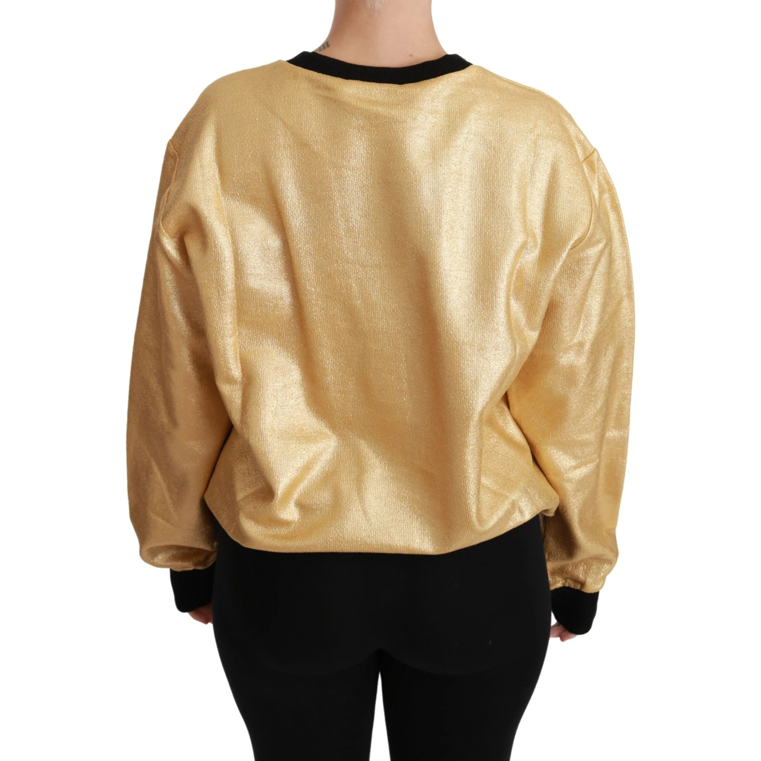 Gold Cotton Crewneck Pullover Sweater