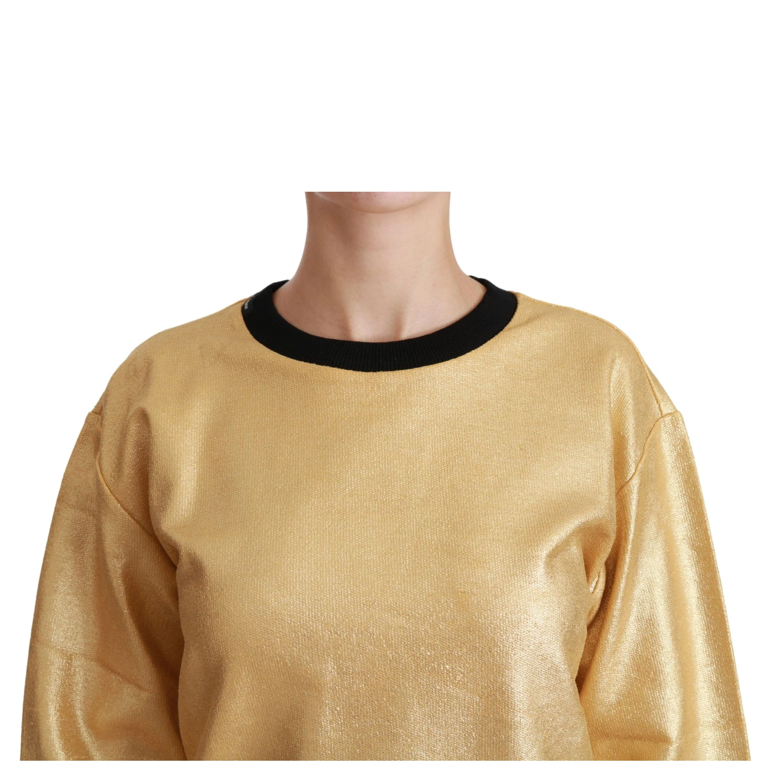 Gold Cotton Crewneck Pullover Sweater