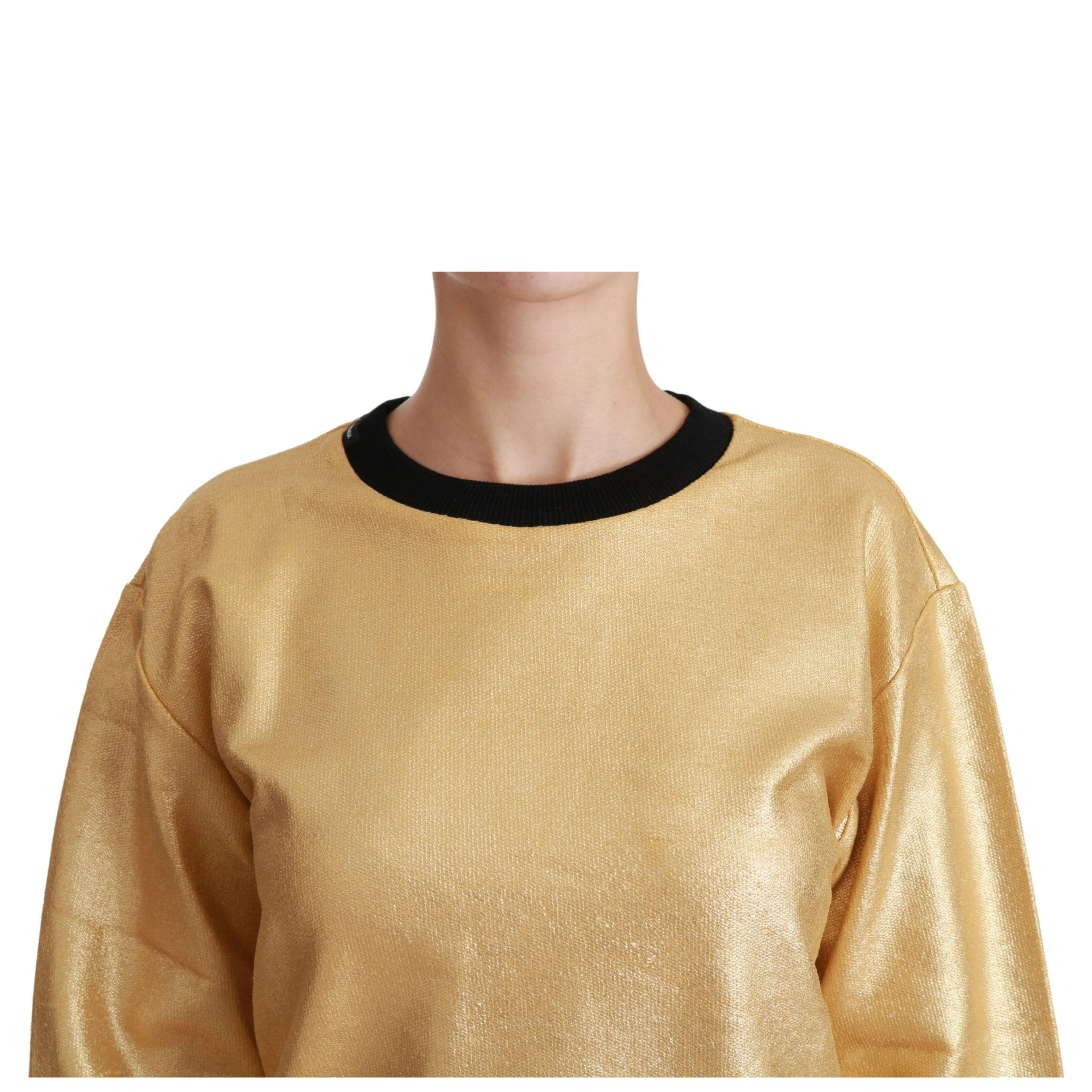 Gold Cotton Crewneck Pullover Sweater