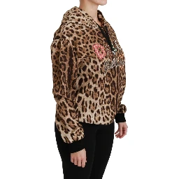 Brown Hooded Studded Ayers Leopard Sweater