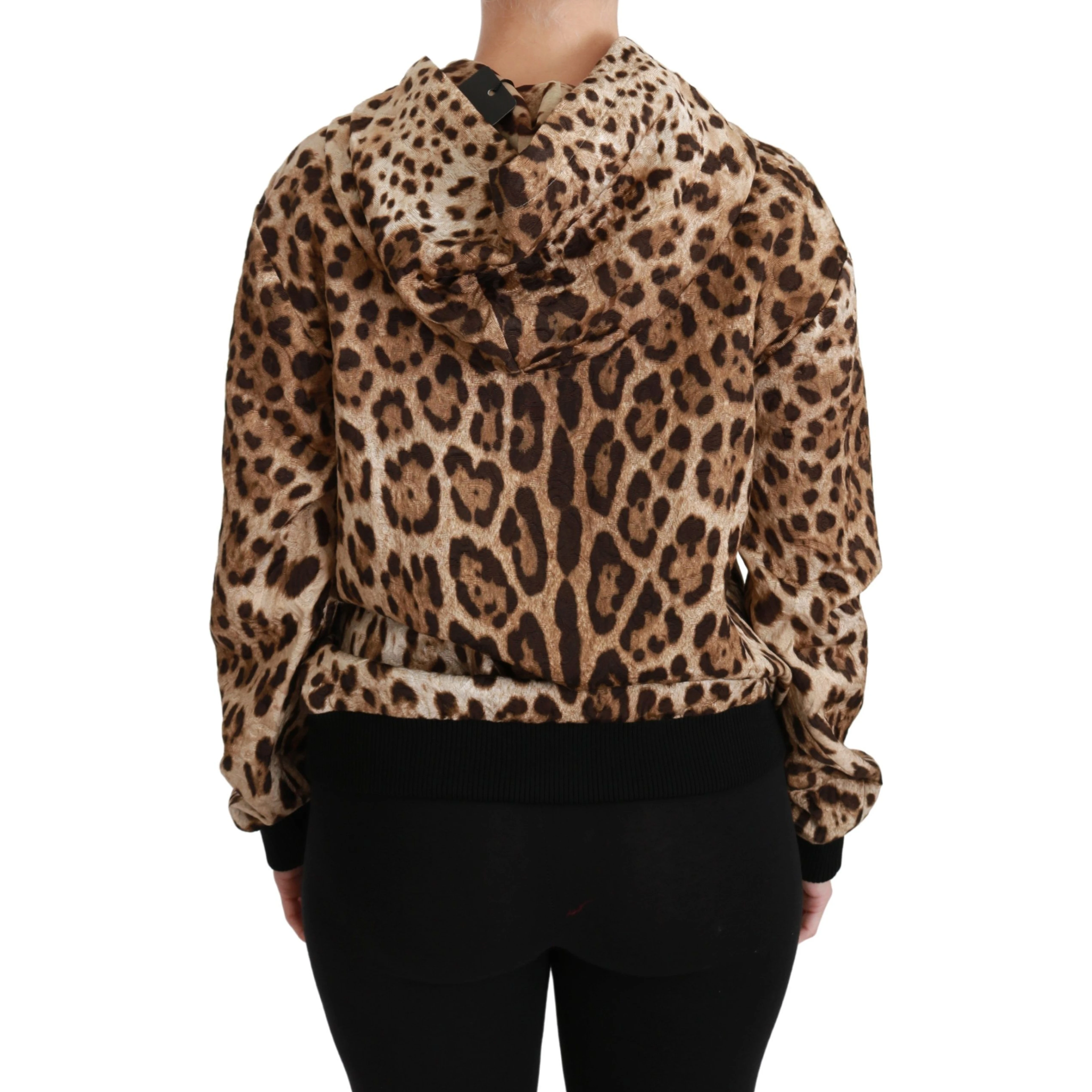 Brown Hooded Studded Ayers Leopard Sweater