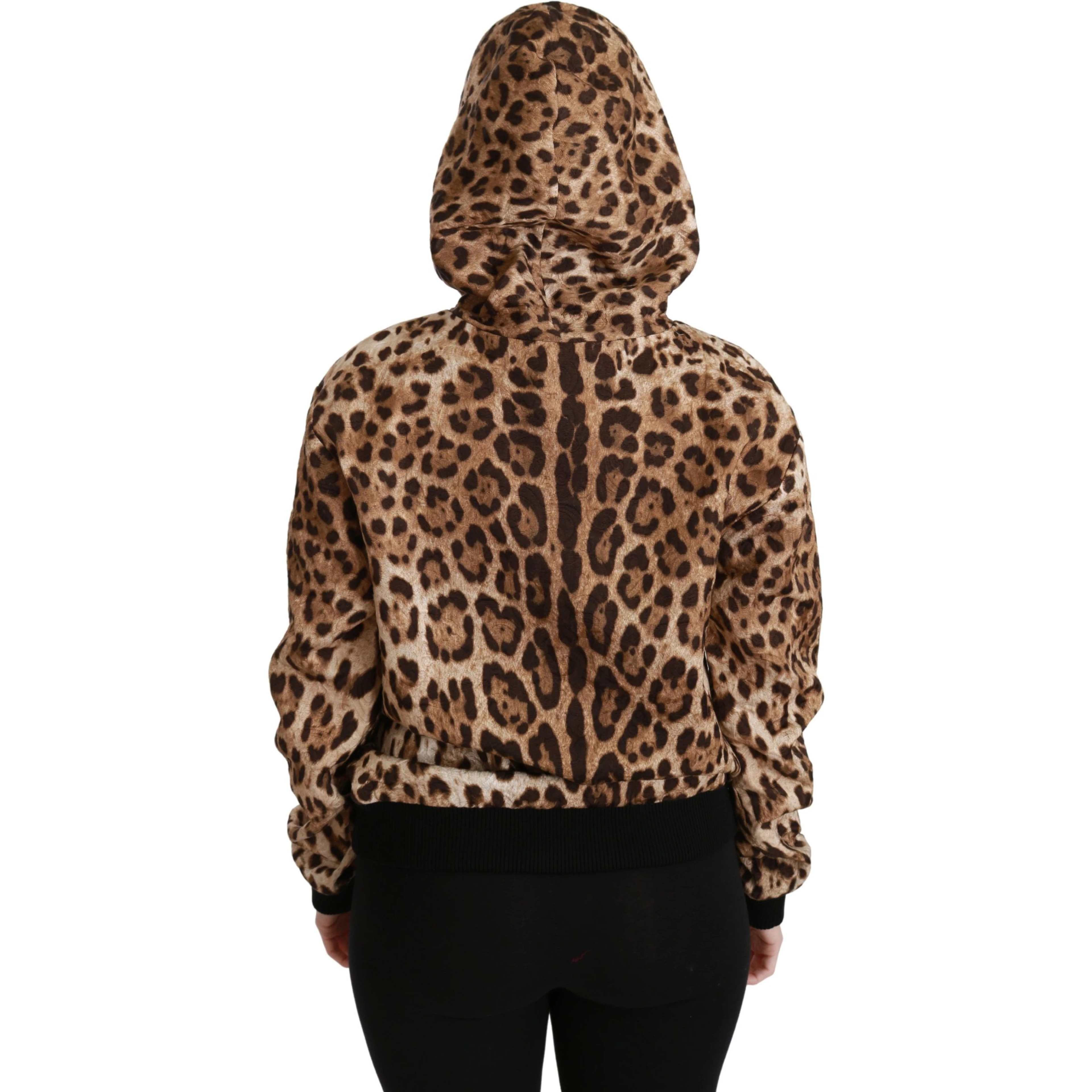 Brown Hooded Studded Ayers Leopard Sweater