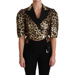 Blazer Gold Leopard Sequined Jacket