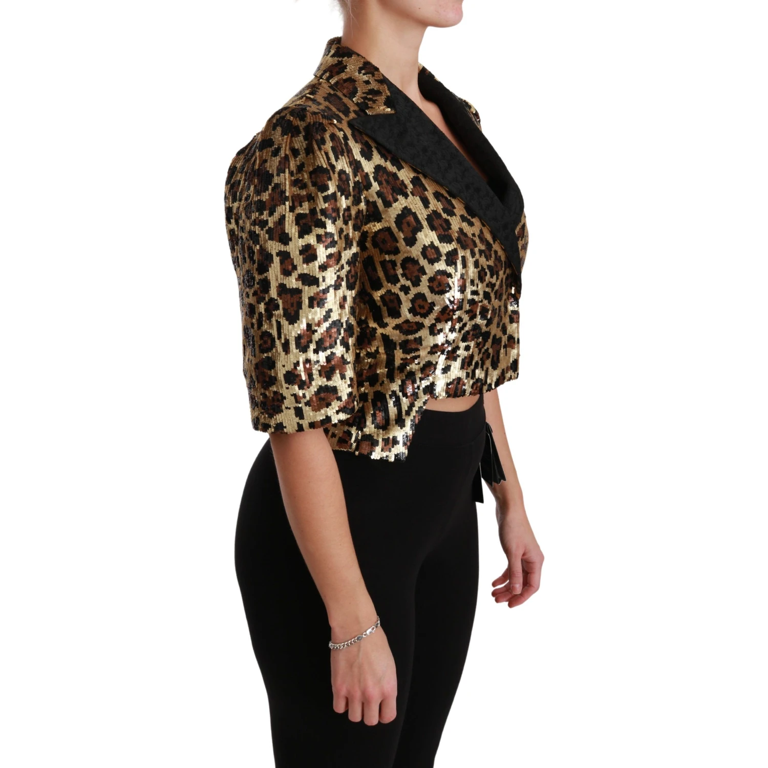 Blazer Gold Leopard Sequined Jacket