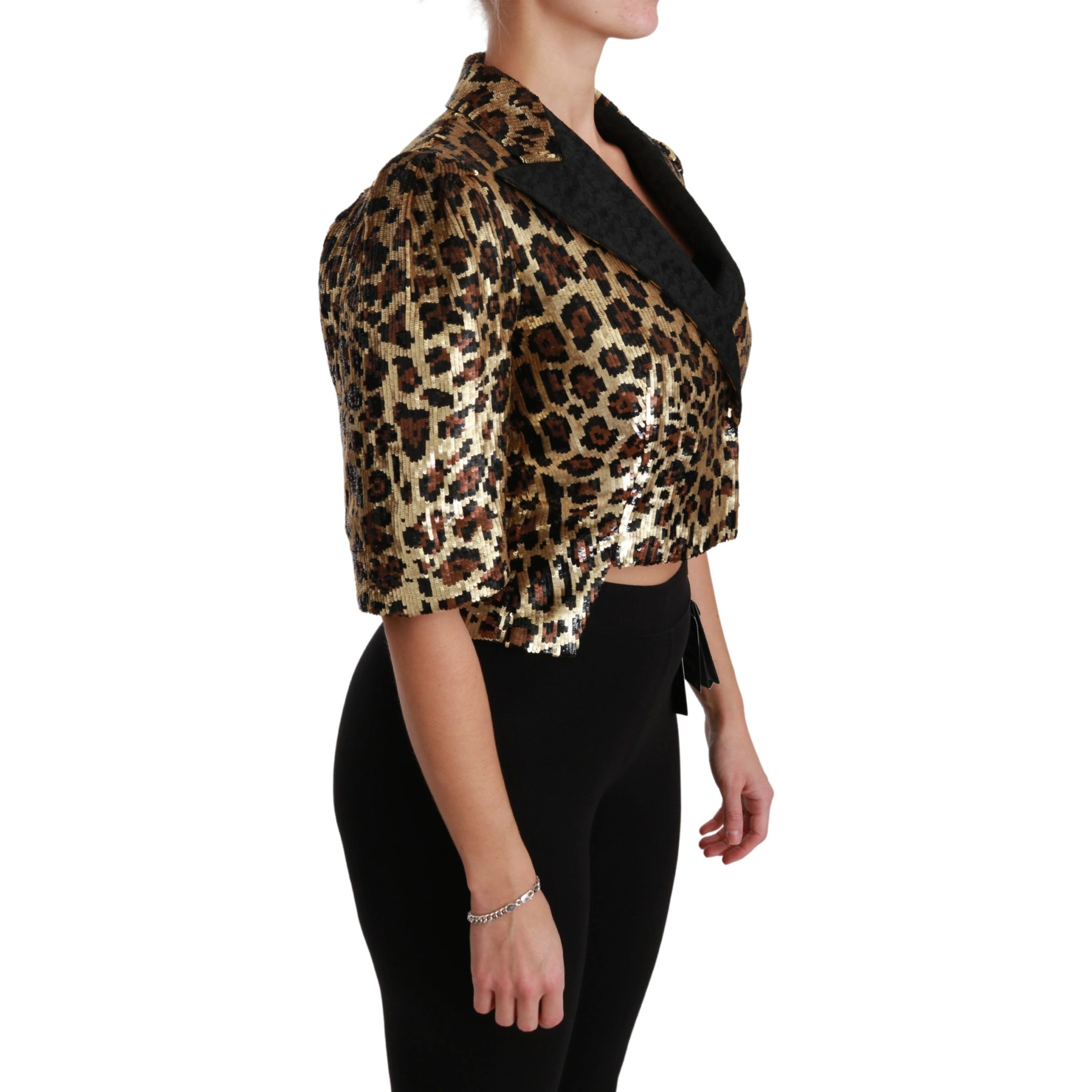Blazer Gold Leopard Sequined Jacket