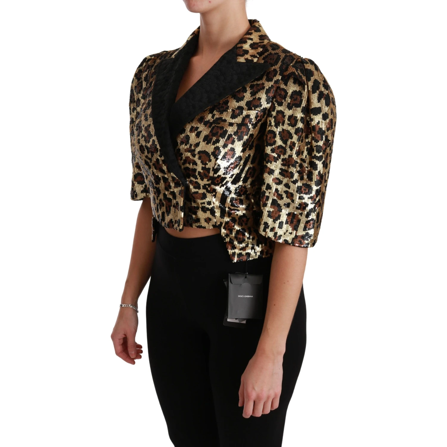 Blazer Gold Leopard Sequined Jacket