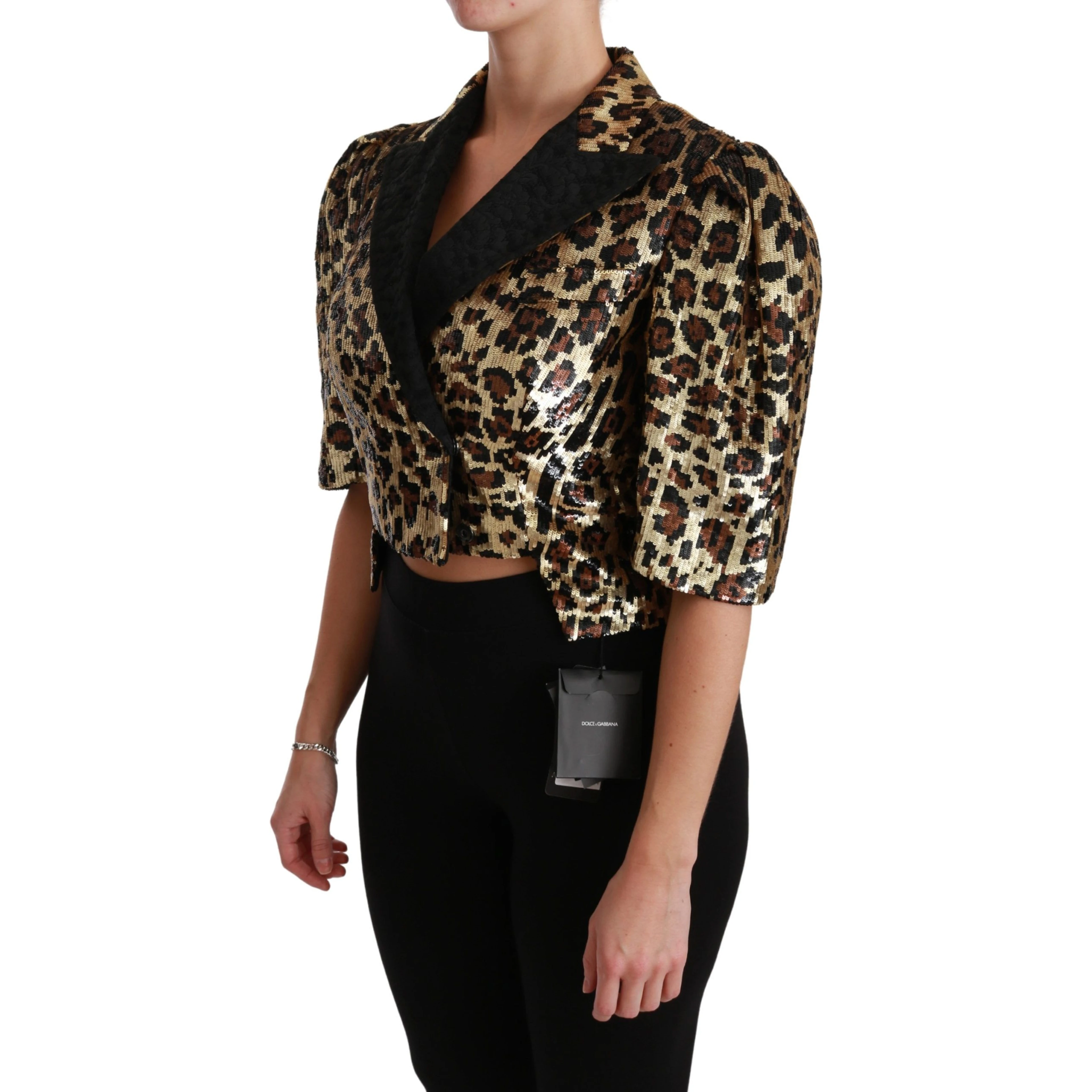 Blazer Gold Leopard Sequined Jacket