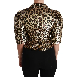 Blazer Gold Leopard Sequined Jacket