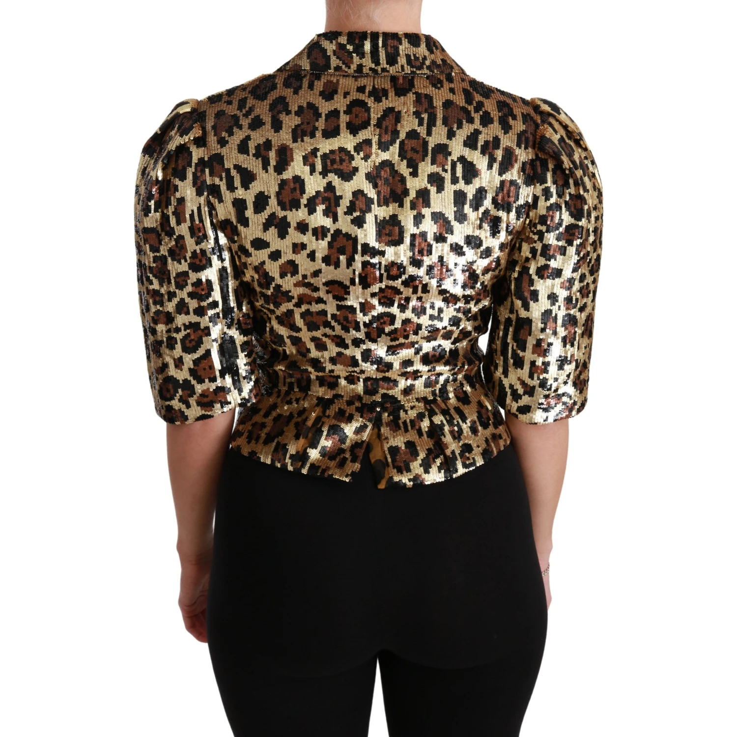 Blazer Gold Leopard Sequined Jacket